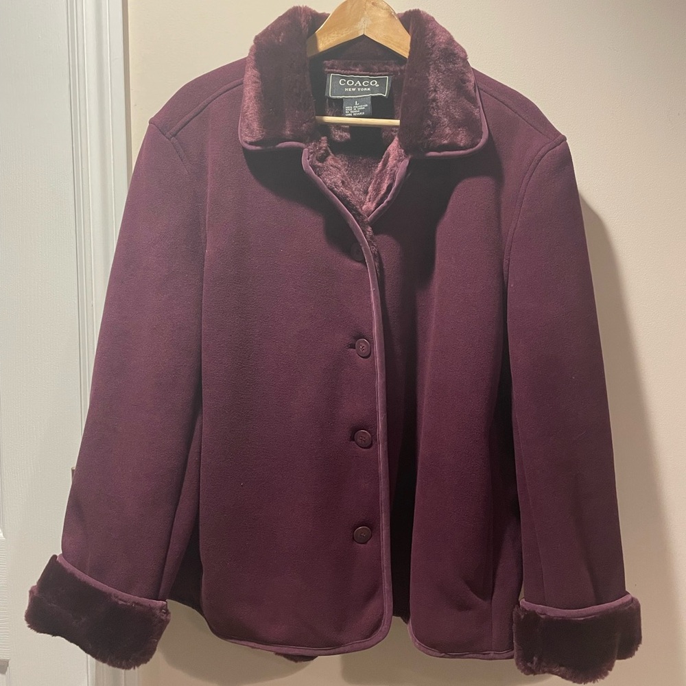 Coaco Women's Burgundy Teddy Jacket